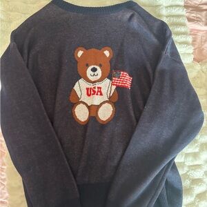 USA Bear Design Navy Sweater